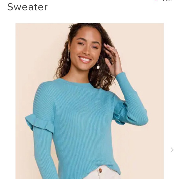 Franchesca’s Light Blue Chris Flounced Ribbed Sweater - Picture 3 of 7